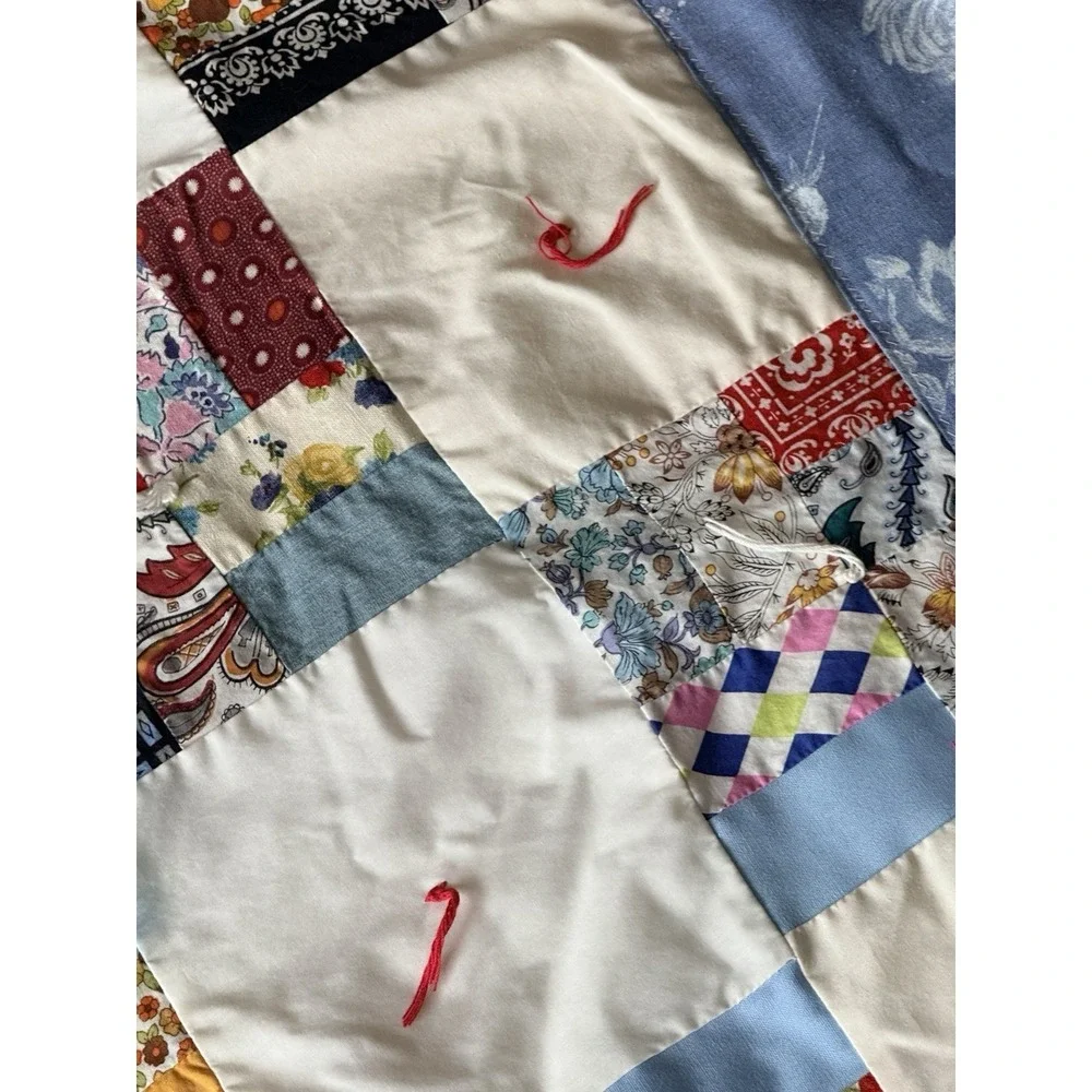 Handmade Patchwork Quilt Twin 64x96 Cottagecore Vintage‎ Farmhouse Throw Blanket